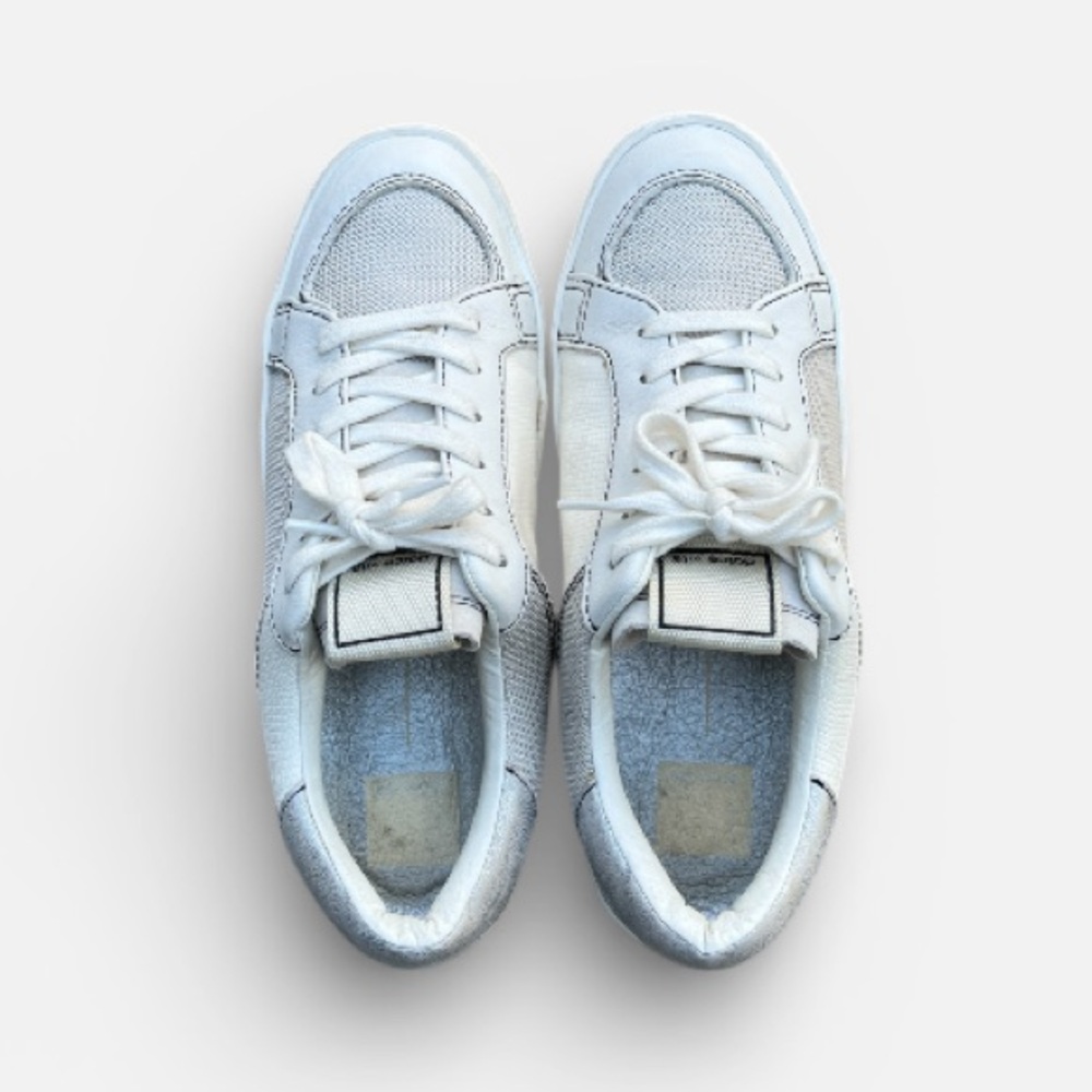 Dolce Vita Ledger Leather Sneaker in Off White Size 8 - Picture 4 of 11
